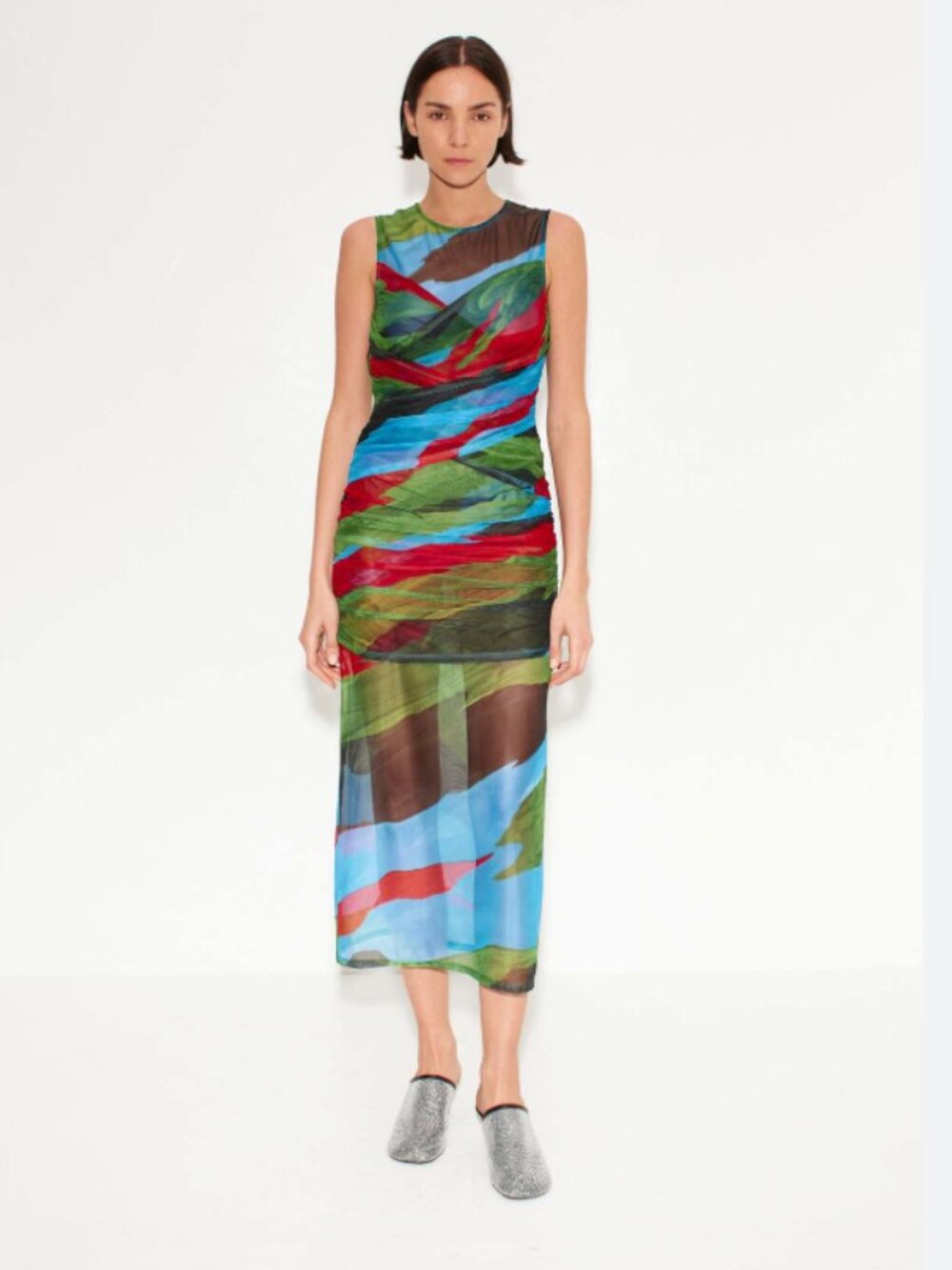 Simon Miller Kinny Mesh Dress in Painted Leaf - M